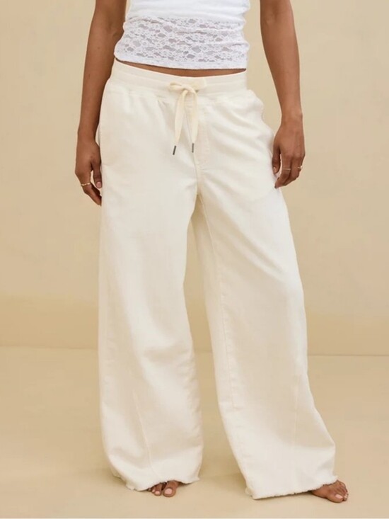 aerie Pants - Aerie Size Large Soft Landing Wide Leg Drawstring Pull On Trouser Pants in Cream